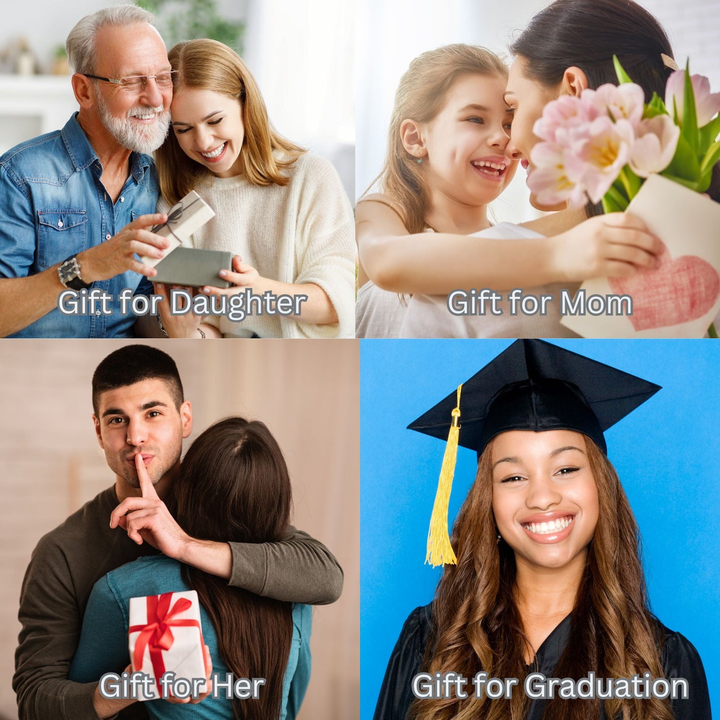 4 Leaf Clover Heart Pendant Necklace for Women Magnetic Sterling Silver