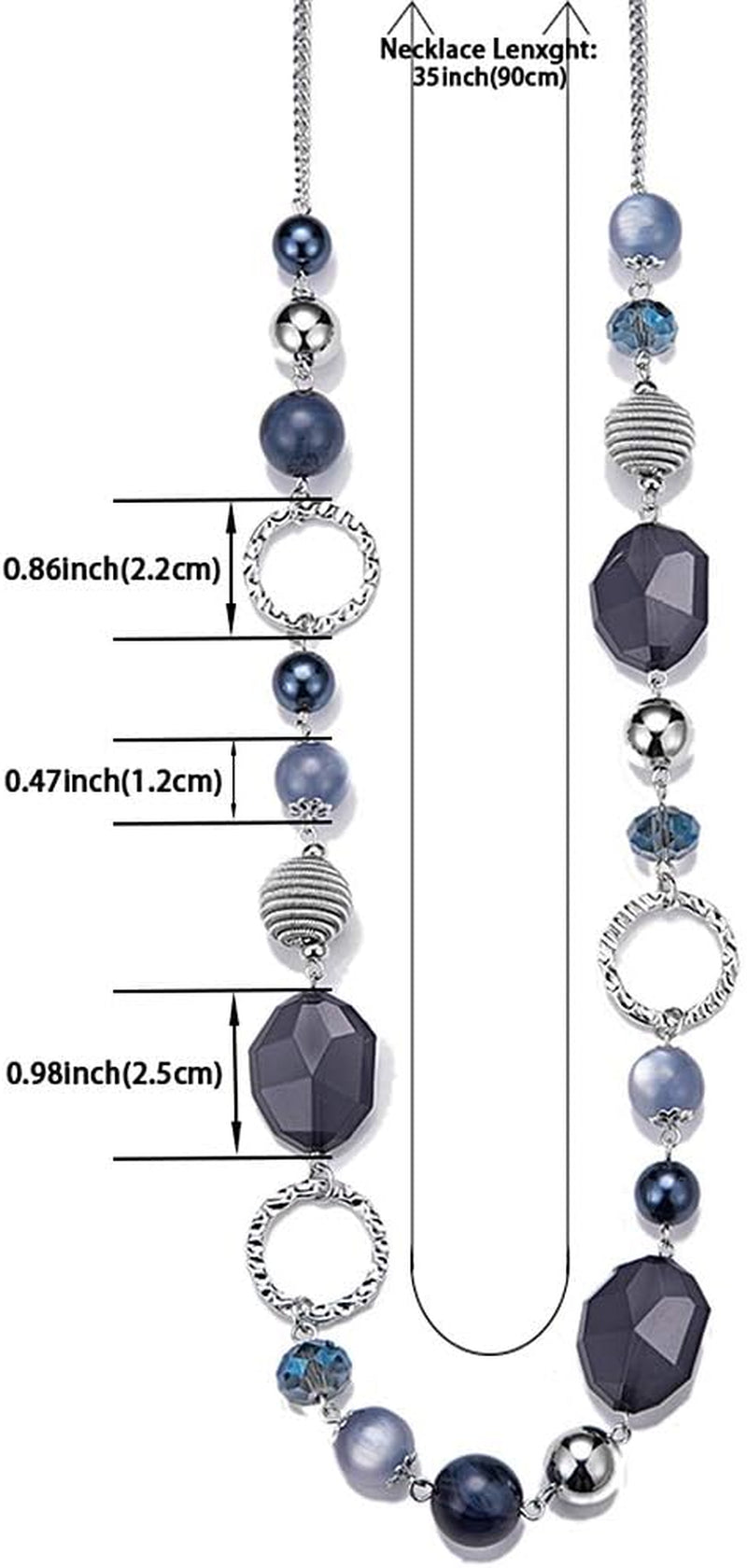 Long Beaded Necklaces for Women - Sweater Chain Fashion Jewelry Necklace Gifts for Women