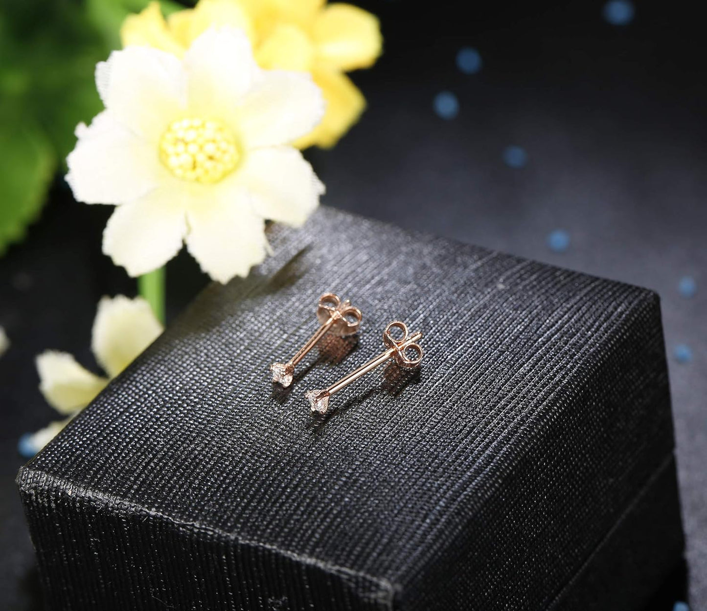 2Mm Sterling Silver Austria Zirconia Stud Earrings for Women Men, Platinum/Gold/Rose Gold Plated Tiny CZ Studs