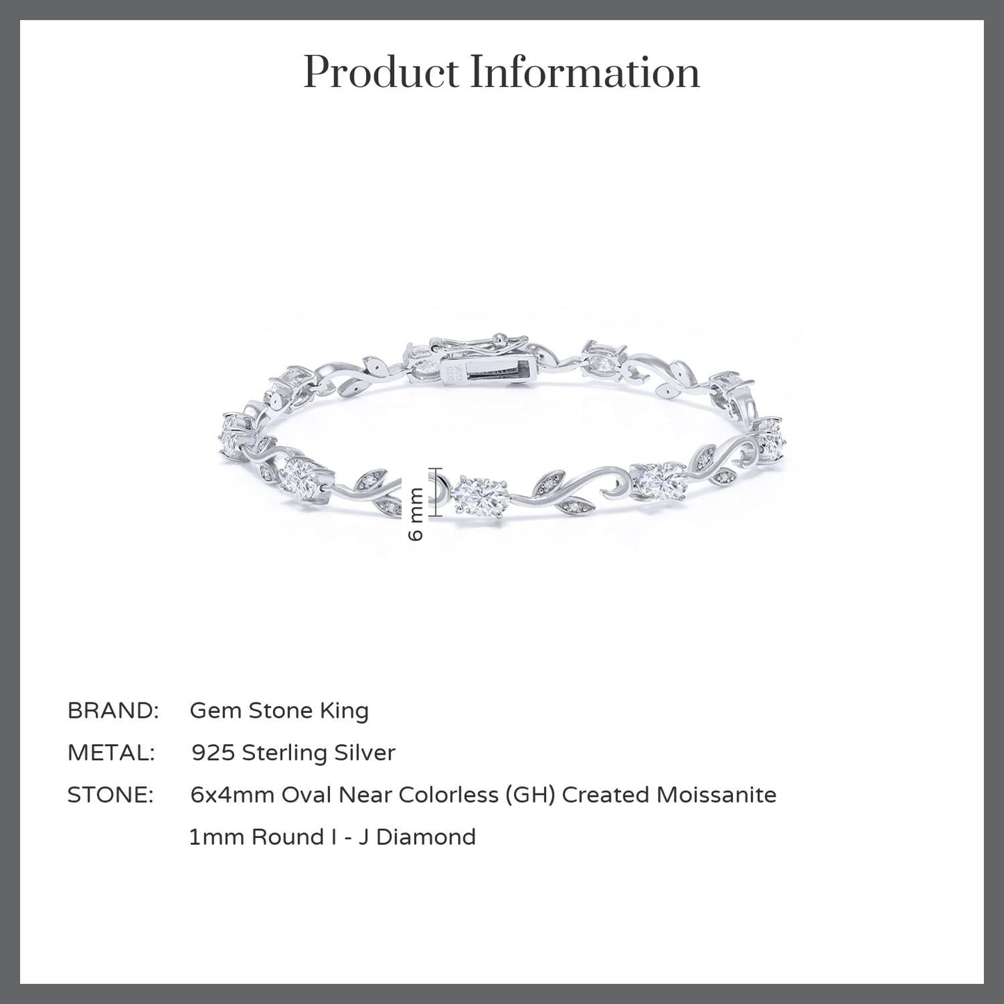 925 Sterling Silver White Diamond Bracelet for Women Set with Moissanite (4.63 Cttw)