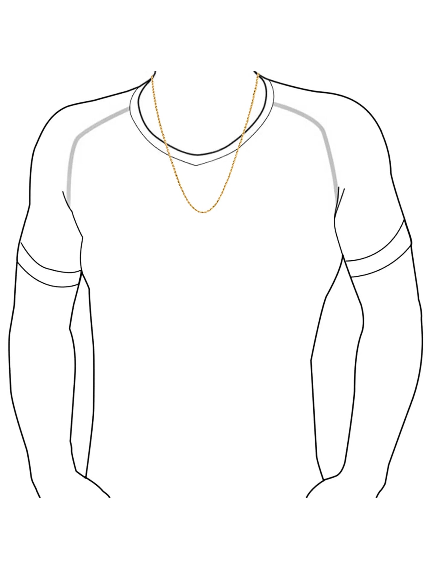 Men'S Gold-Tone Stainless Steel 2.3MM Rope Link 24" Chain Necklace -