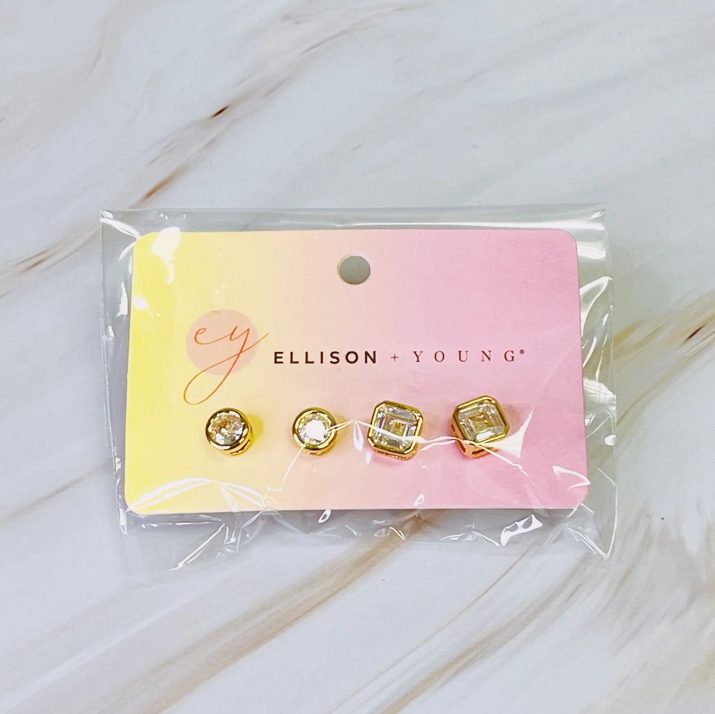 Bella Bezel Stud Earrings Set of 2