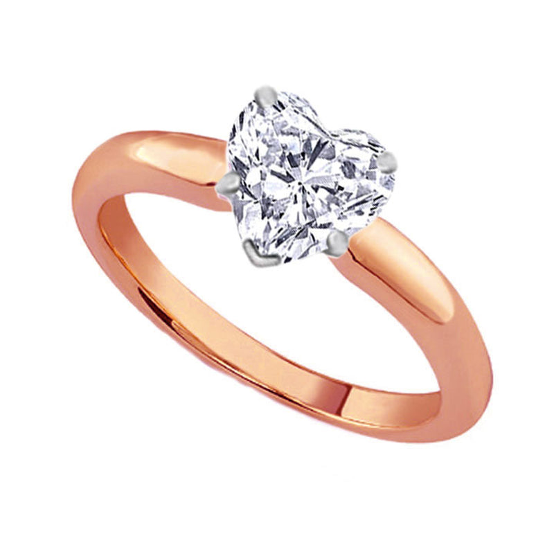 3 Ct Heart Shape Solitaire Engagement Wedding Ring Solid 14K Rose Pink Gold