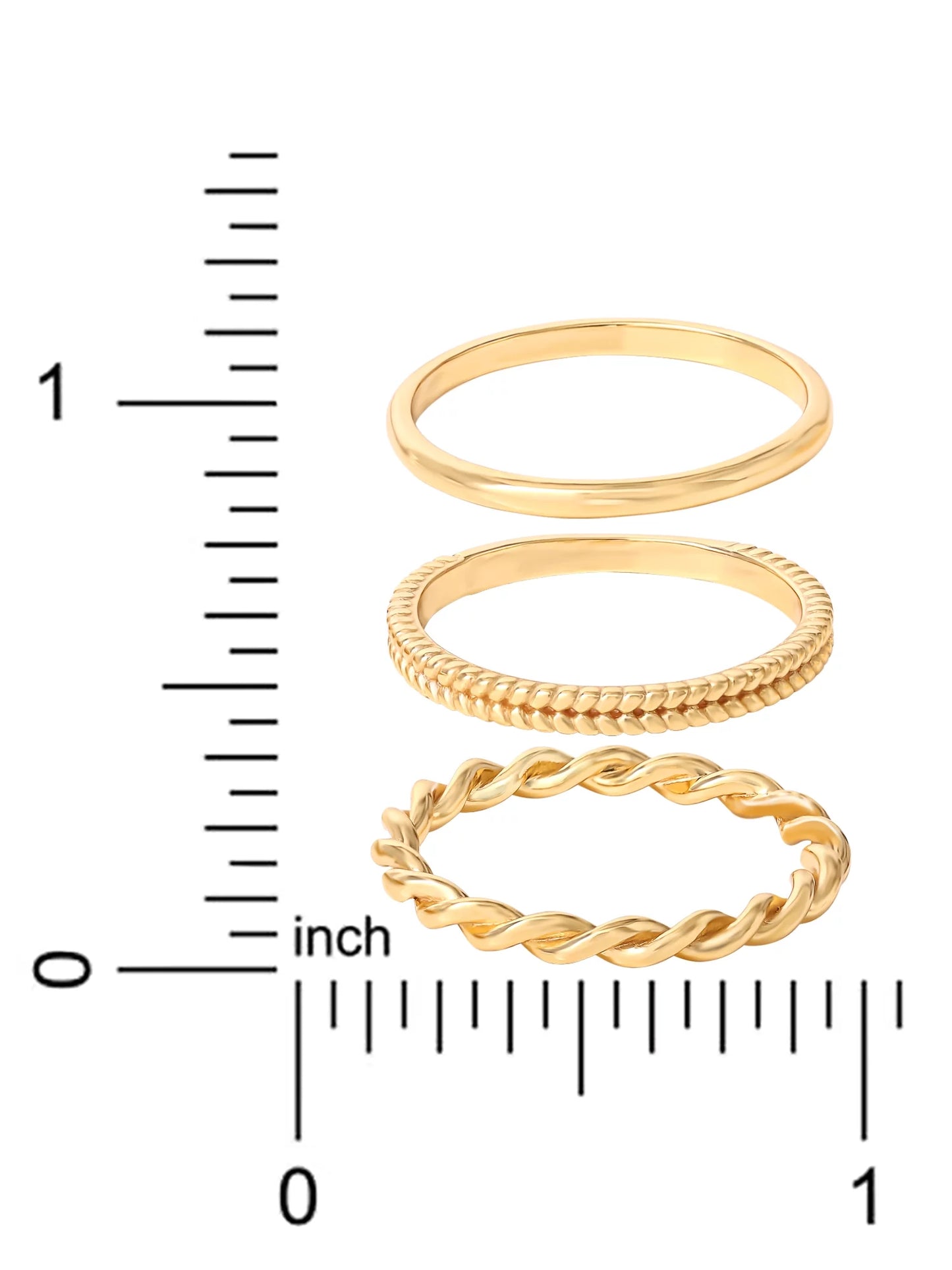 Women’S 14KT Gold Plated Sterling Silver 3 Piece Ring Set