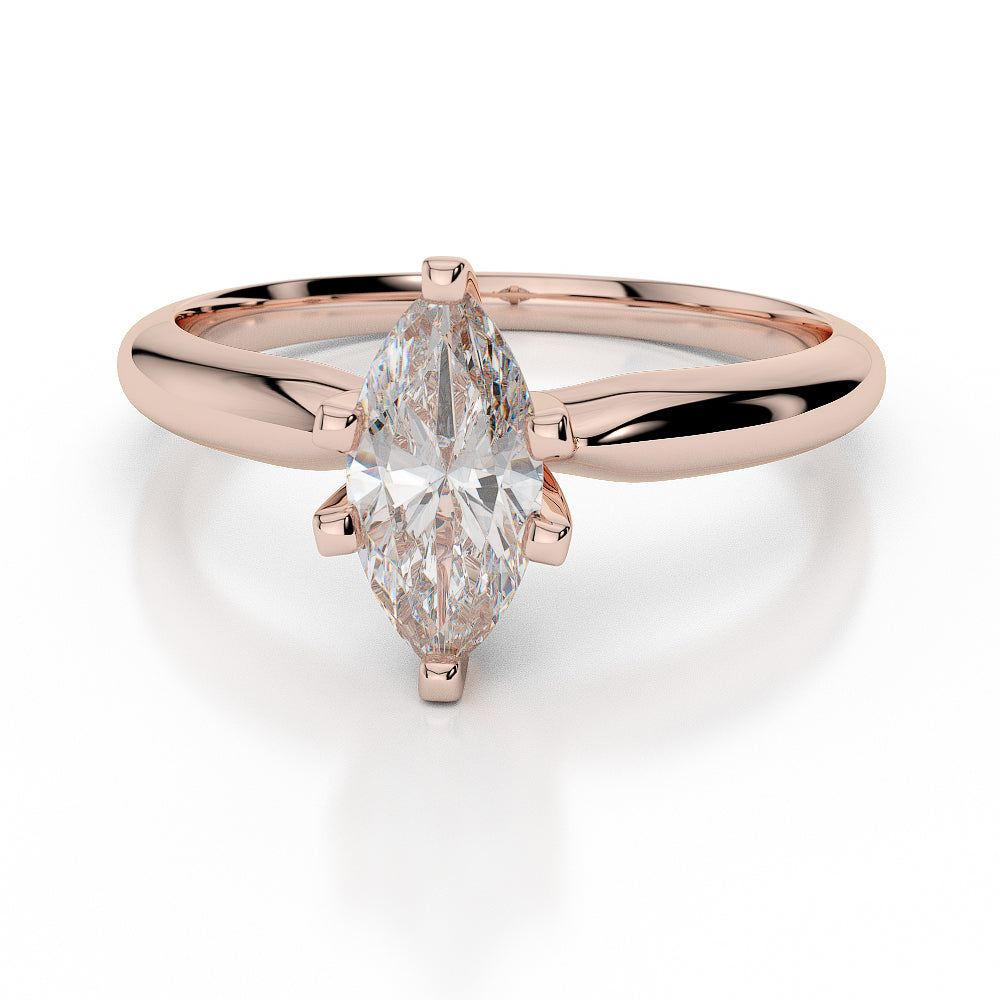 2.50 Ct Marquise Solitaire Engagement Wedding Ring Solid 14K Rose Pink Gold
