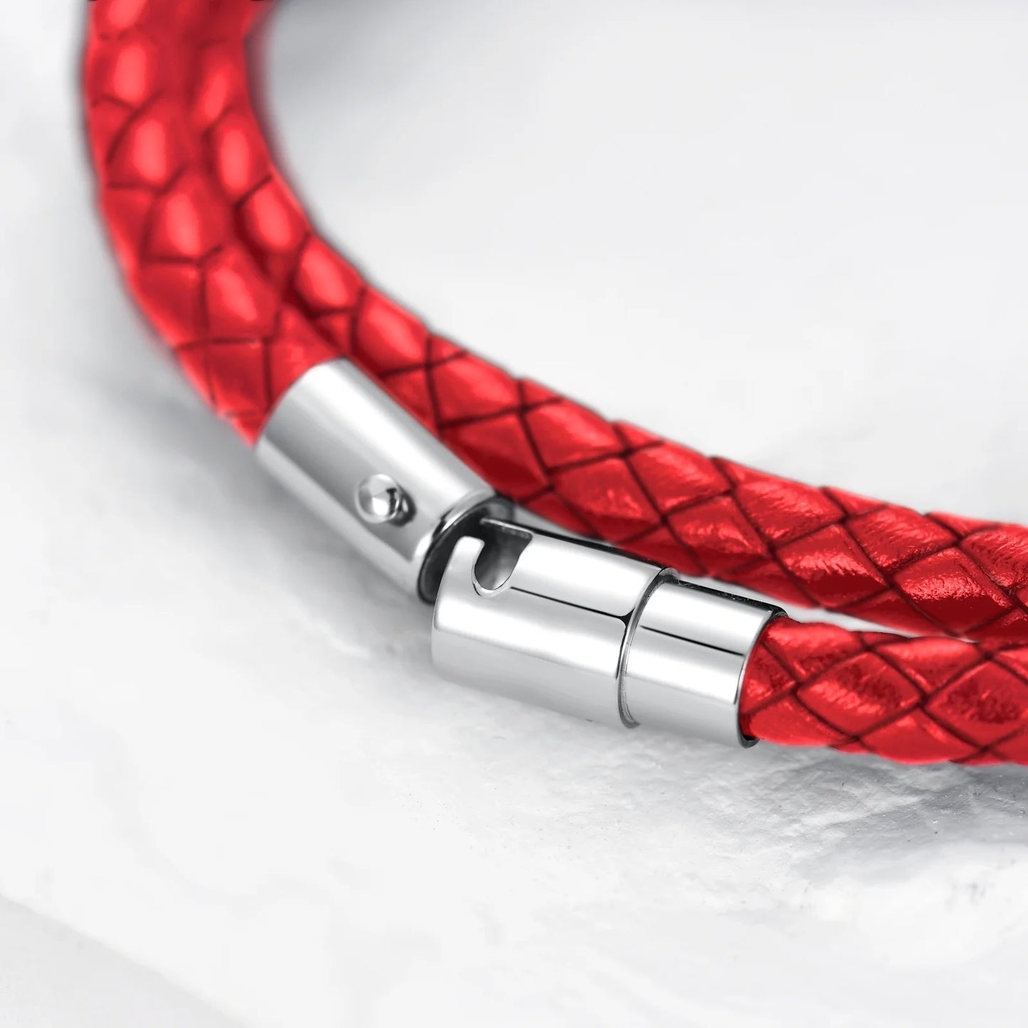 Father'S Day Gifts for Father Italian Leather Bracelet for Men Women Genuine Double Wrap Red Braided Leather Cuff Bangle Bracelets Fathers Day Gifts, 8 Inches