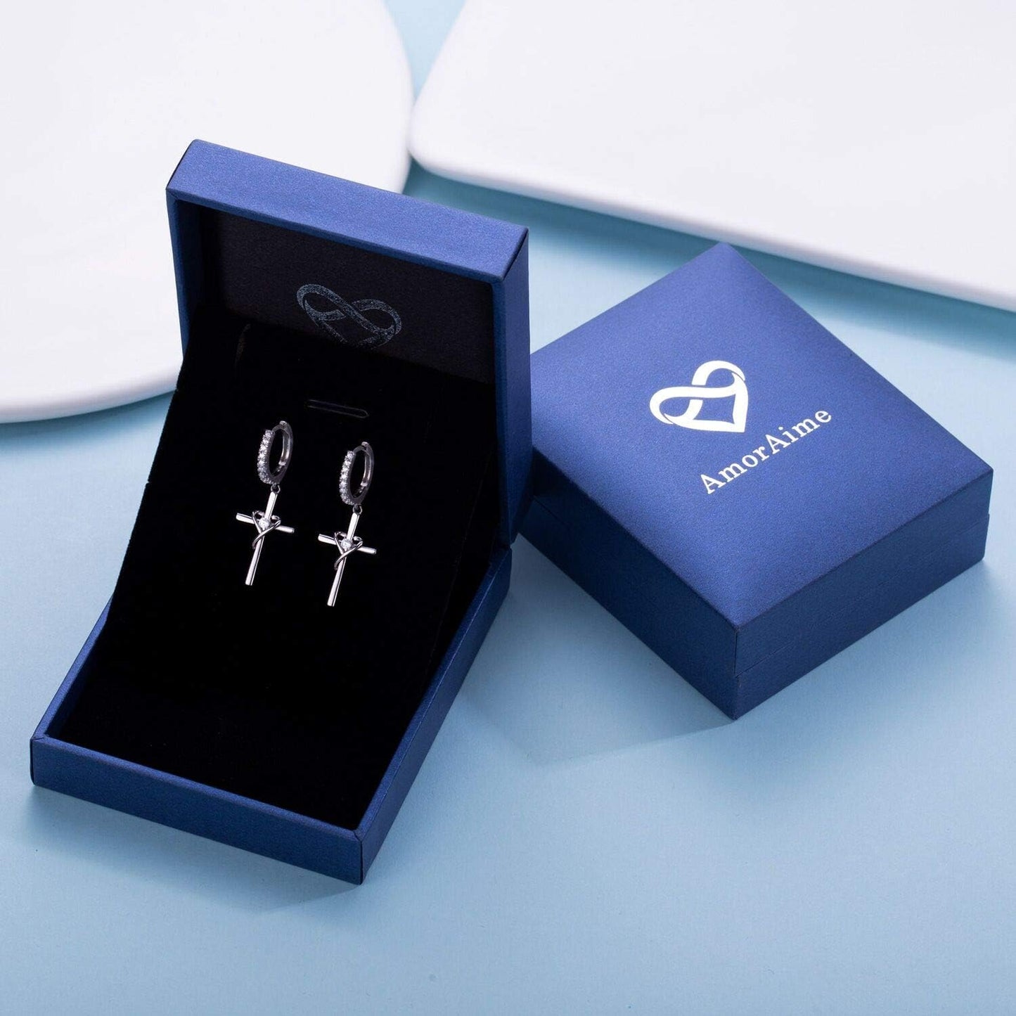 925 Sterling Silver Earrings for Women 14K Gold Plated Earrings Birthstone Heart Earring Dangle Cross Earring for Easter or Birthday