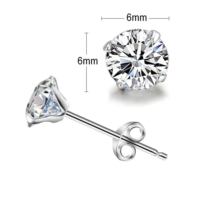 Sterling Silver Cubic Zirconia Stud Earrings