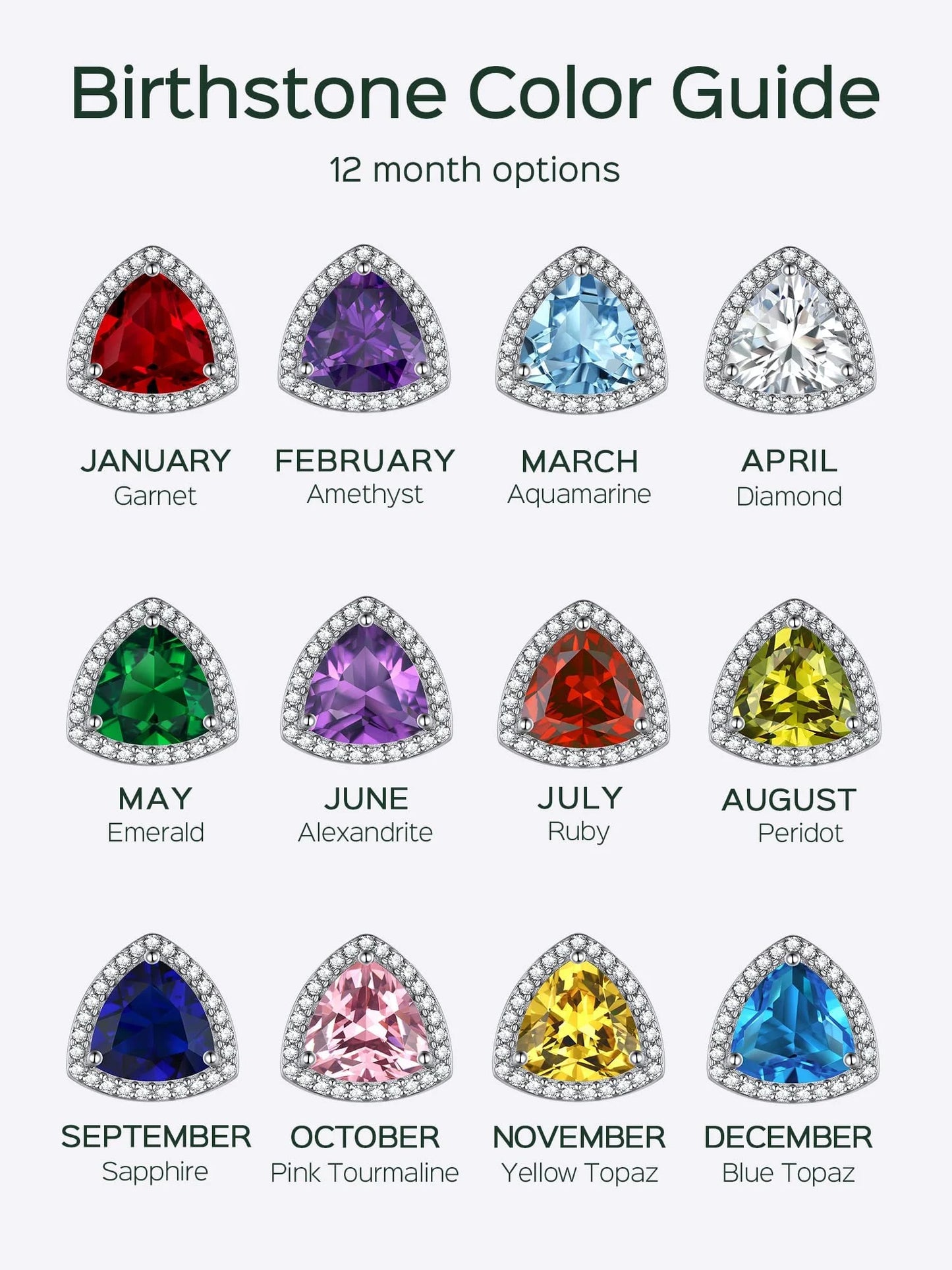 925 Sterling Silver Triangle Necklace S925 Zirconia Birthstone Jewelry for Women, Ideal Birthday or Valentine'S Day Gift