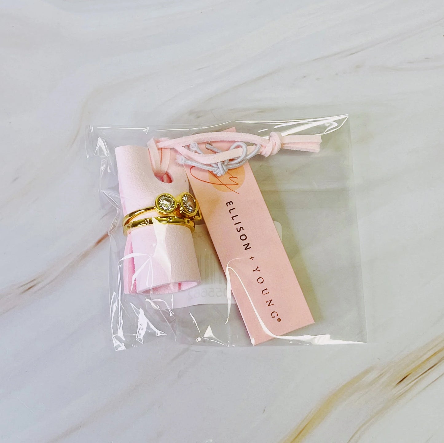 Trio Bezel Stone Ring Set of 2