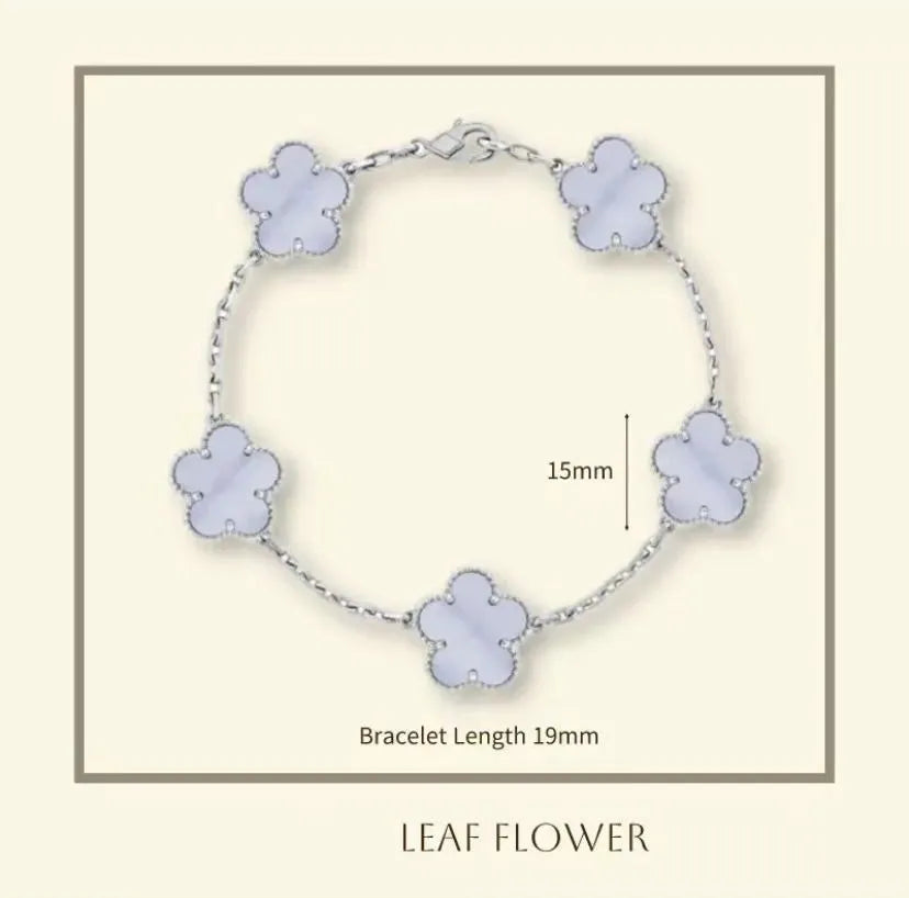 Clover Bracelet for Men and Women Jewelry Leaf Bracelets 18K Gold Silver Plate Agate Diamond Fashion Charm Chain Wedding Gift Party