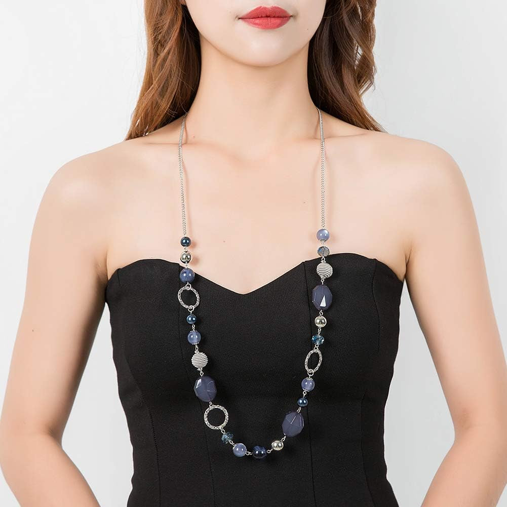 Long Beaded Necklaces for Women - Sweater Chain Fashion Jewelry Necklace Gifts for Women