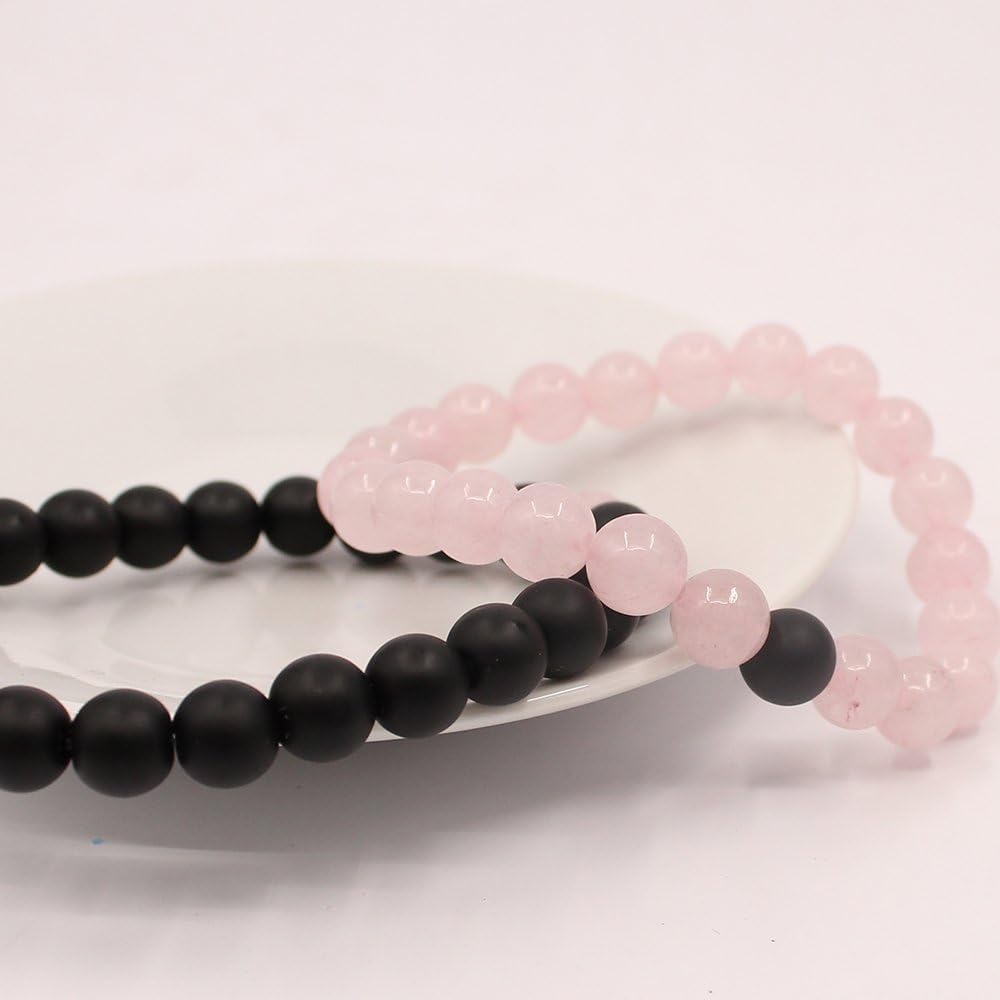 Long Distance Bracelets for Couples, His and Hers Black Onyx Turquoise Forever Stone Bead Bracelet for Lovers, Crystal Healing Gemstone Bracelet for Woman Man(2Pcs)