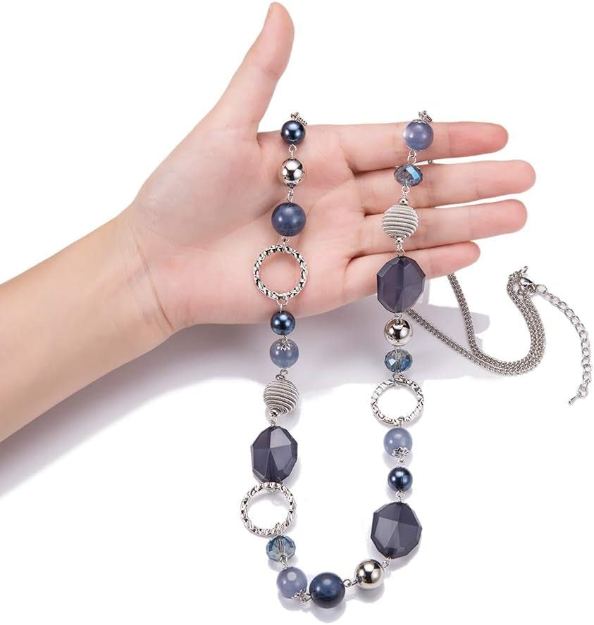 Long Beaded Necklaces for Women - Sweater Chain Fashion Jewelry Necklace Gifts for Women