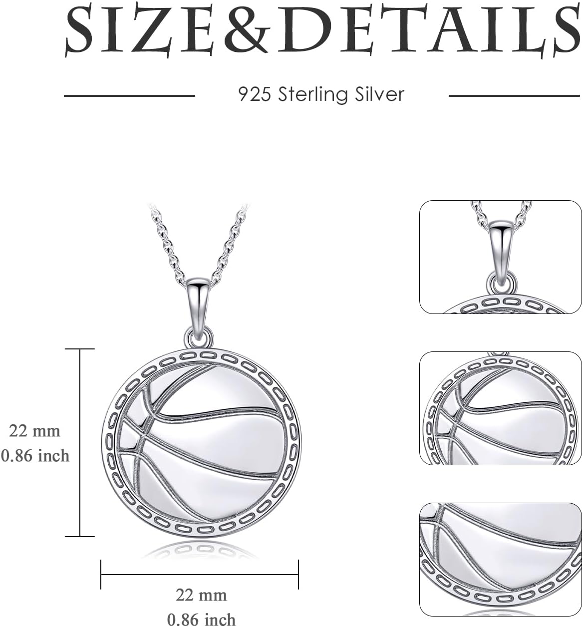 925 Sterling Silver Inspirational Cross Basketball Pendant Necklace