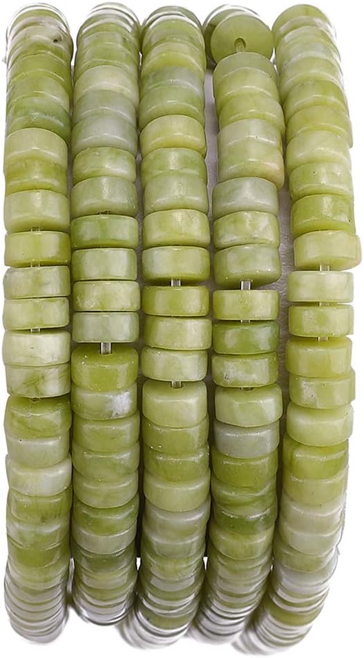 Natural Taiwan Jade Spacer Beads Caps Loose Semi Gemstone for Beading Jewelry Making 6Mmx3Mm 38Cm