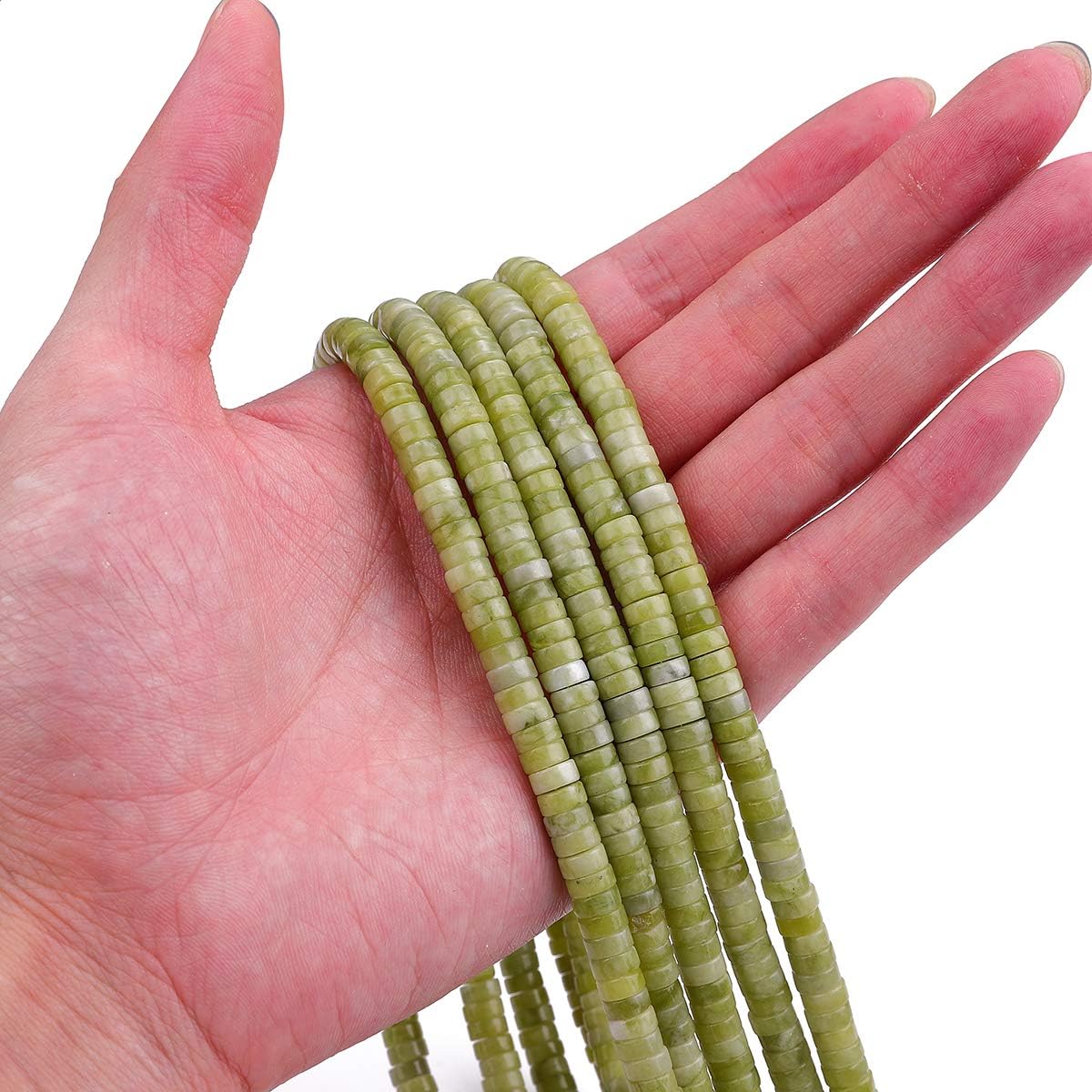 Natural Taiwan Jade Spacer Beads Caps Loose Semi Gemstone for Beading Jewelry Making 6Mmx3Mm 38Cm