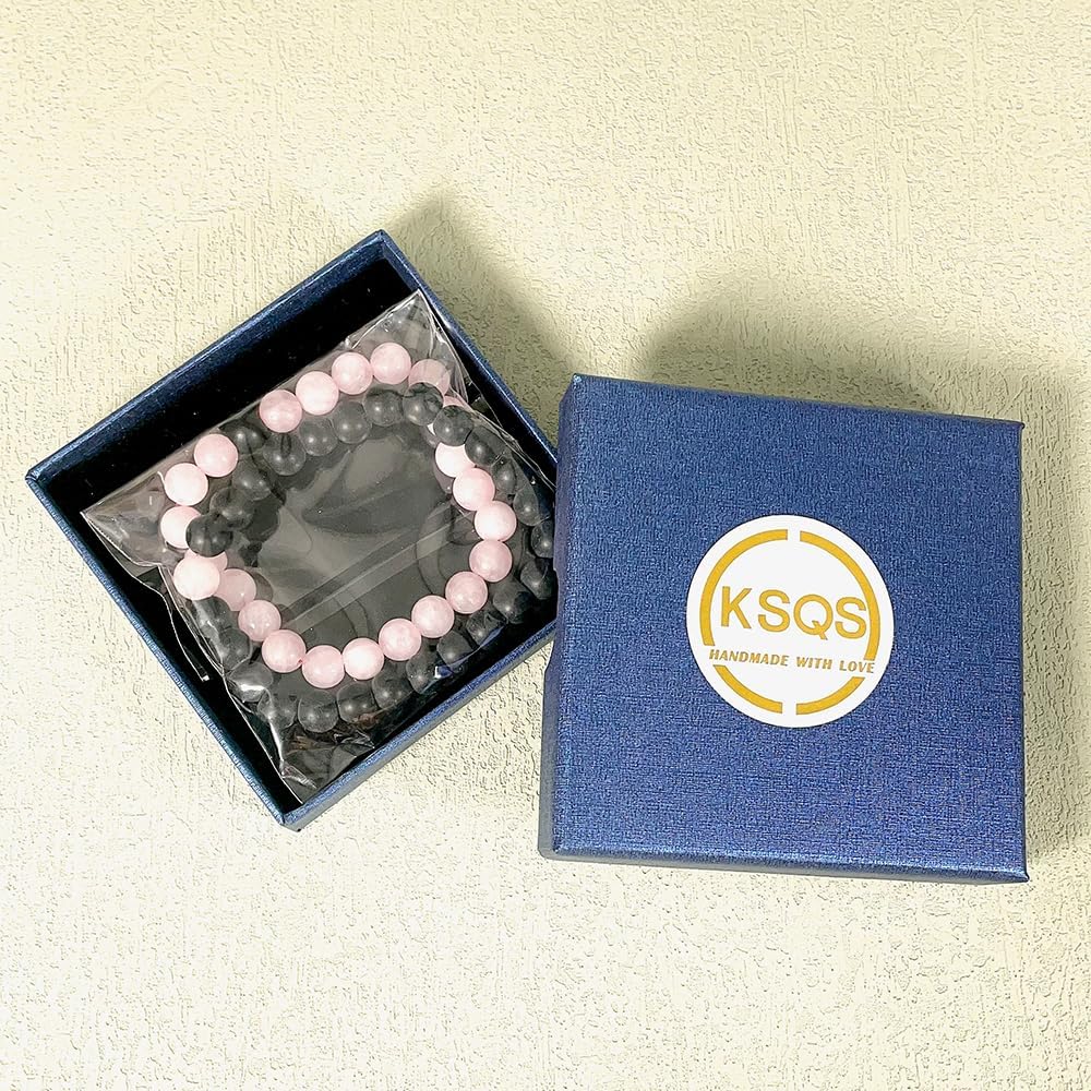 Long Distance Bracelets for Couples, His and Hers Black Onyx Turquoise Forever Stone Bead Bracelet for Lovers, Crystal Healing Gemstone Bracelet for Woman Man(2Pcs)