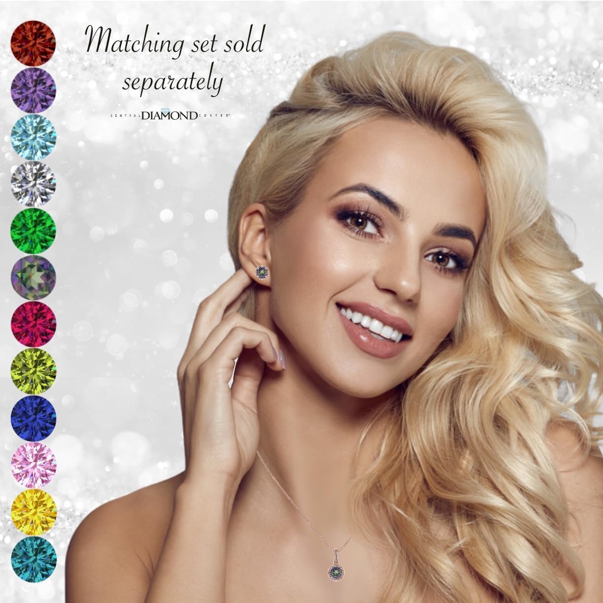 Round Halo Birthstone Stud Earrings 6.5Mm Sterling Silver Pure Brilliance Zirconia & Simulated Gemstones