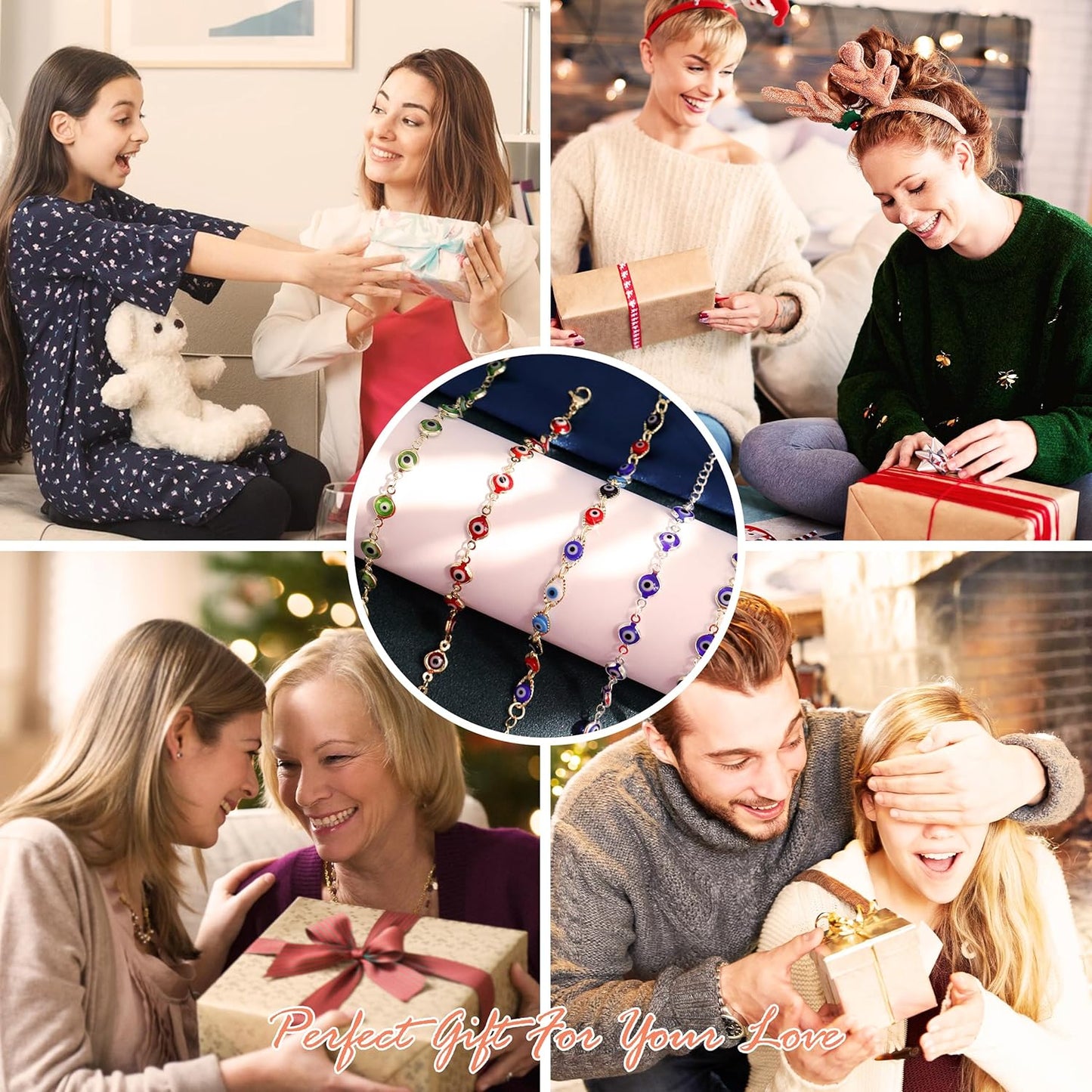 Evil Eye Bracelets Blue Eye Bracelet for Women Evil Eye Jewelry Ojo Hamsa Bracelet Dainty Gold Link Bracelets for Women Lucky Turkish Trendy Jewelry Gifts