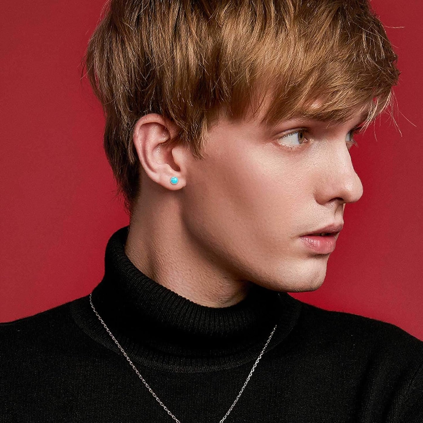 925 Sterling Silver Turquoise Studs Hypoallergenic Earrings for Sensitive Ears with Romantic "Forever" "Love" Engraving, Turquoise Jewelry Mother Day for Women Girlfriend-4Mm 6MM