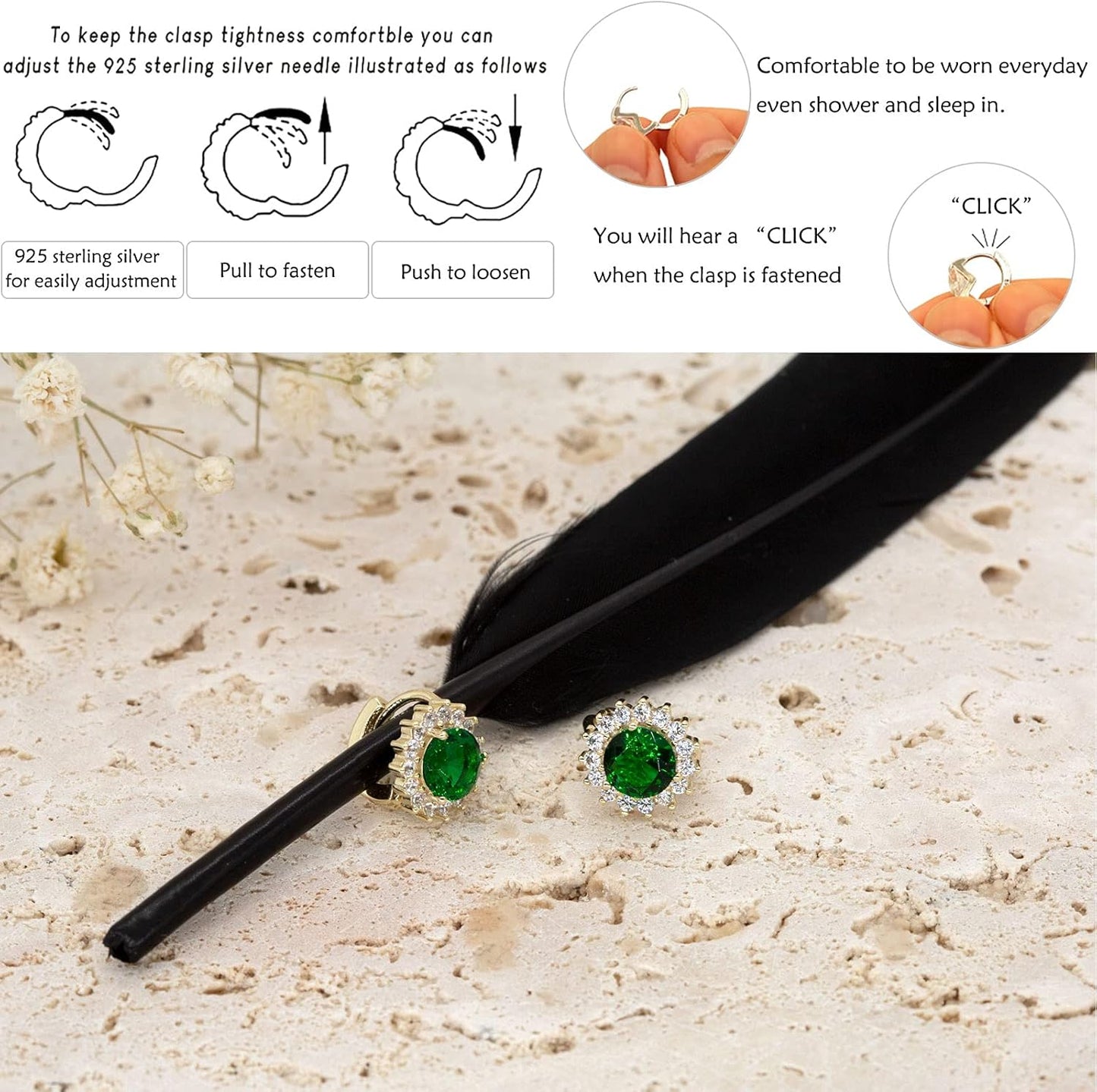 Gold Huggie Hoop Earrings for Women Cubic Zirconia Small Hoop Earrings 14K Gold Plated Sterling Silver Post Tiny Cartilage Hoop Earrings for Women