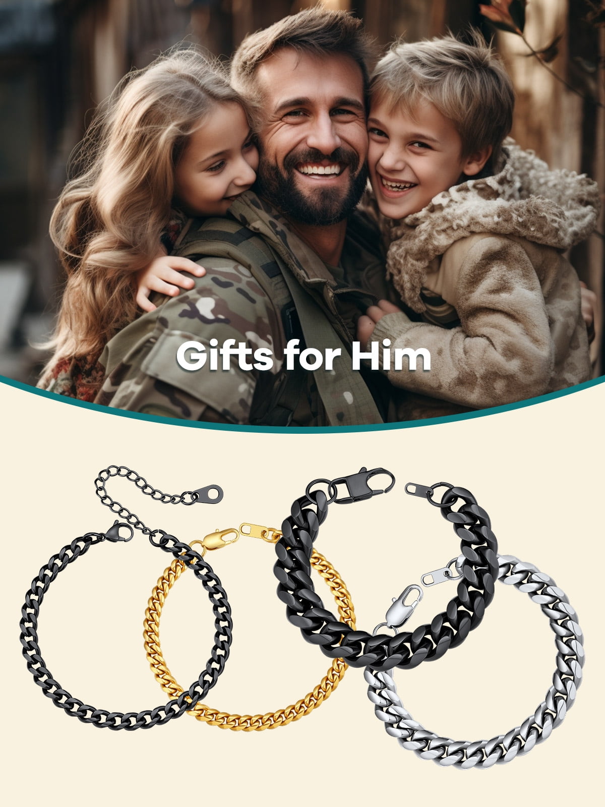 Men Chain Bracelet Cuban Stainless Steel Curb Bracelet 6MM 7.5 Inch Wrist Bracelet Mens Silver Jewelry