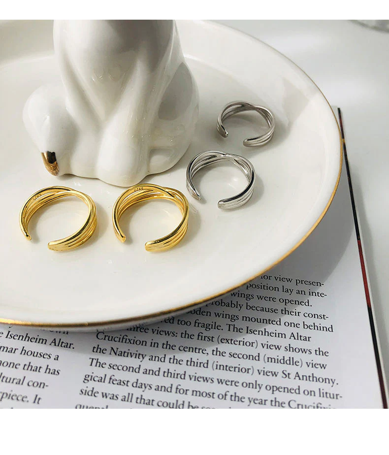 925 Sterling Silver Adjustable Layer Cross Couple Rings