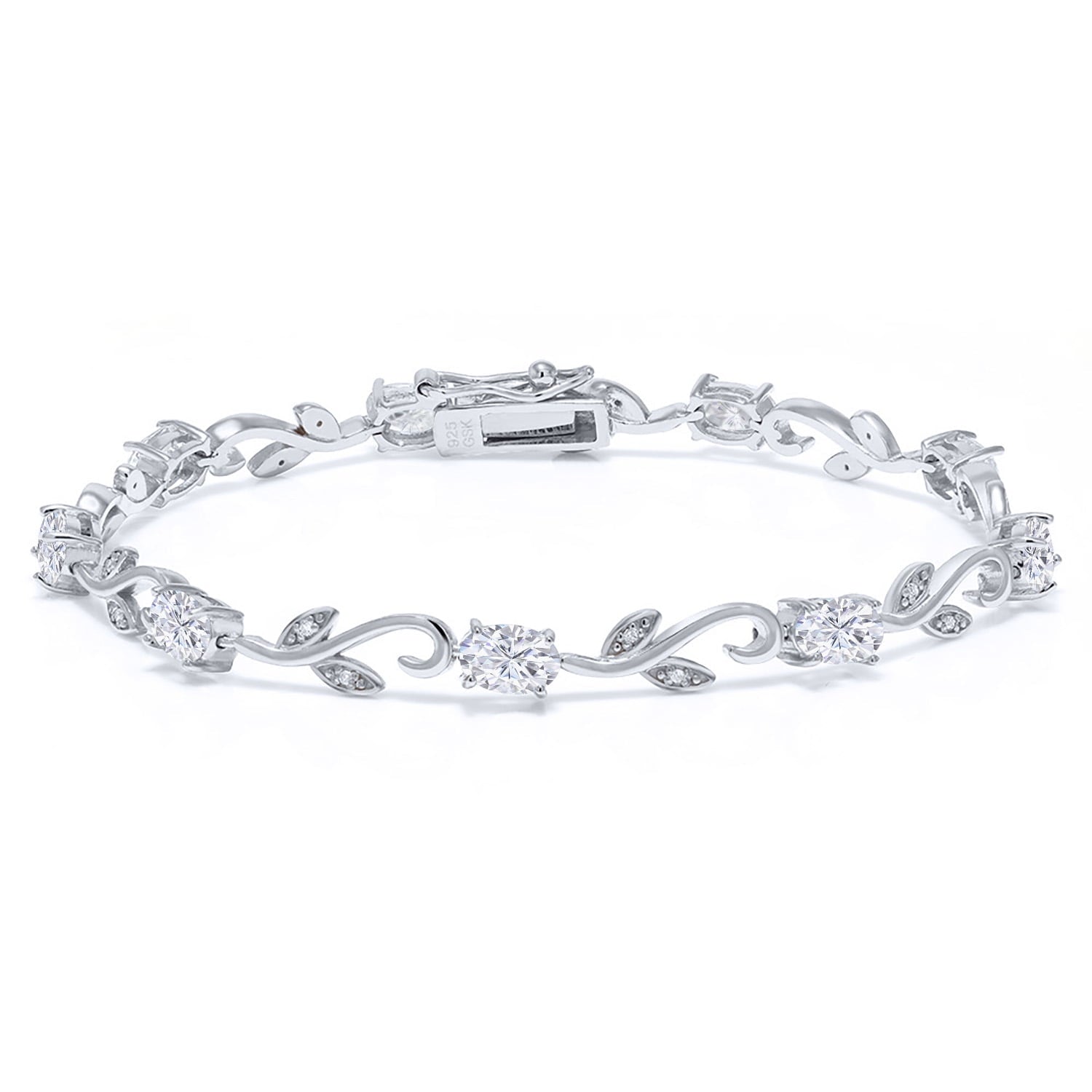 925 Sterling Silver White Diamond Bracelet for Women Set with Moissanite (4.63 Cttw)