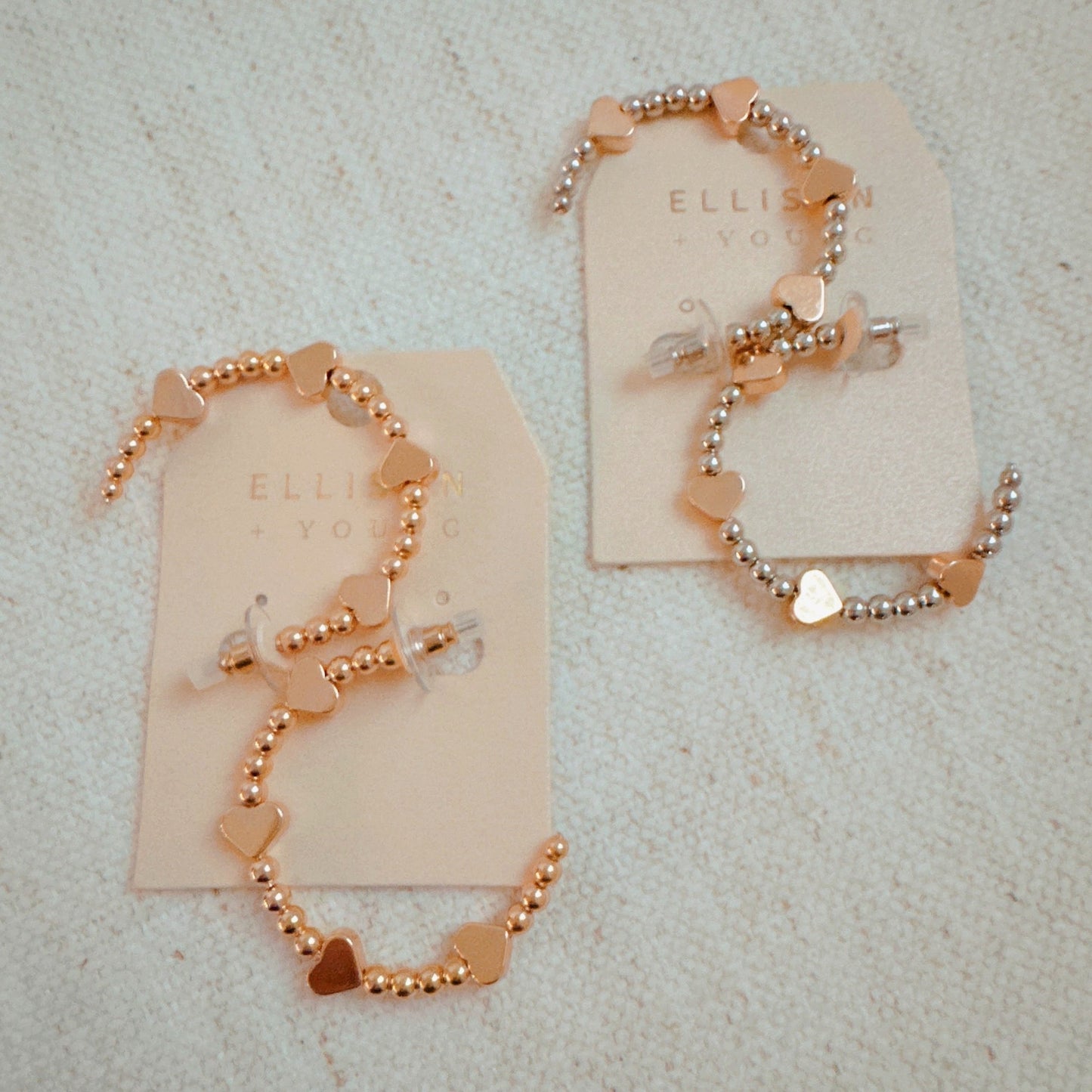 Golden Hearts Beaded Hoop Earrings