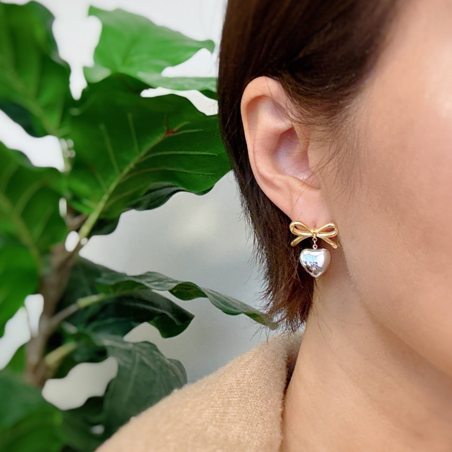 Mini Bow Mini Heart Earrings