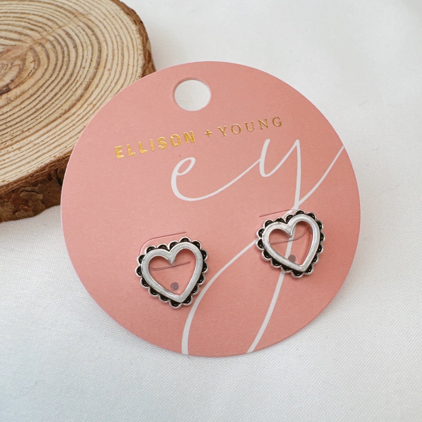 Preciously Scallop Edged Heart Earrings