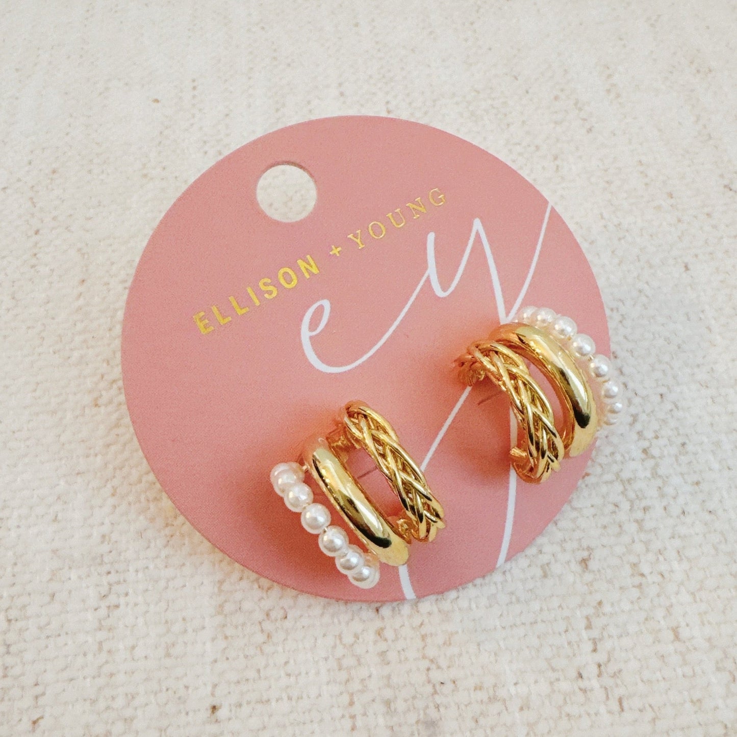 Triple Lovely Pearl Hoop Earrings