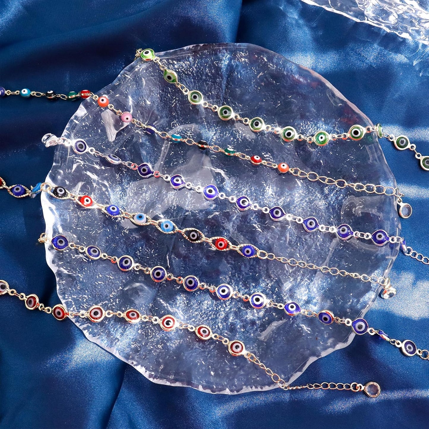 Evil Eye Bracelets Blue Eye Bracelet for Women Evil Eye Jewelry Ojo Hamsa Bracelet Dainty Gold Link Bracelets for Women Lucky Turkish Trendy Jewelry Gifts