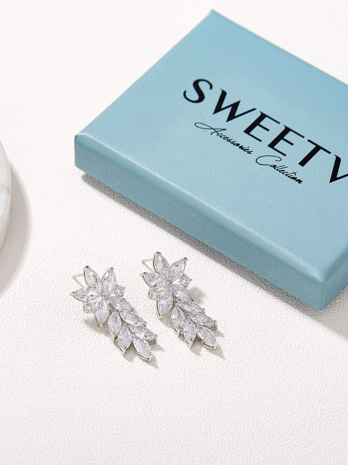 Marquise Wedding Earrings for Brides, Bridal Bridesmaid Earrings for Wedding, Cubic Zirconia Dangle Drop Earrings for Women