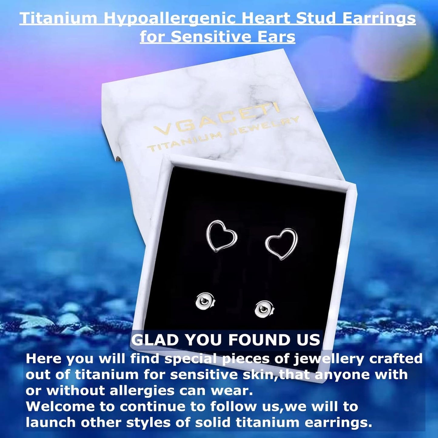 Titanium Earrings, Hypoallergenic Stud Earrings for Women Men Sensitive Ears Star/Moon/Lightning Bolt/Open Heart Premium High Polished (Shiny Grey)