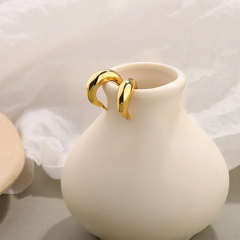 18K Gold Plated Hoop Earrings 925 Silver - 15Mm