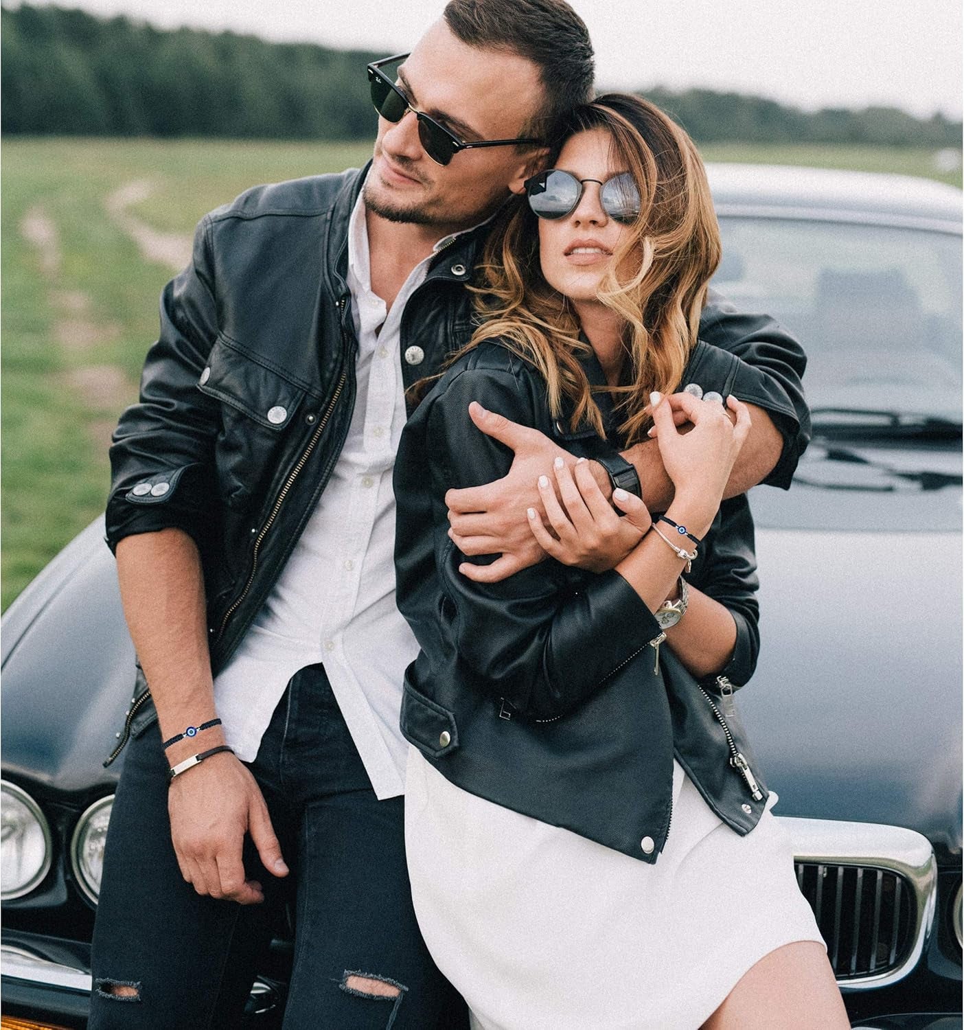 Evil Eye String Bracelets Handmade Black String Evil Eye Bracelet for Women Men Teen Girls Boys 2Pcs