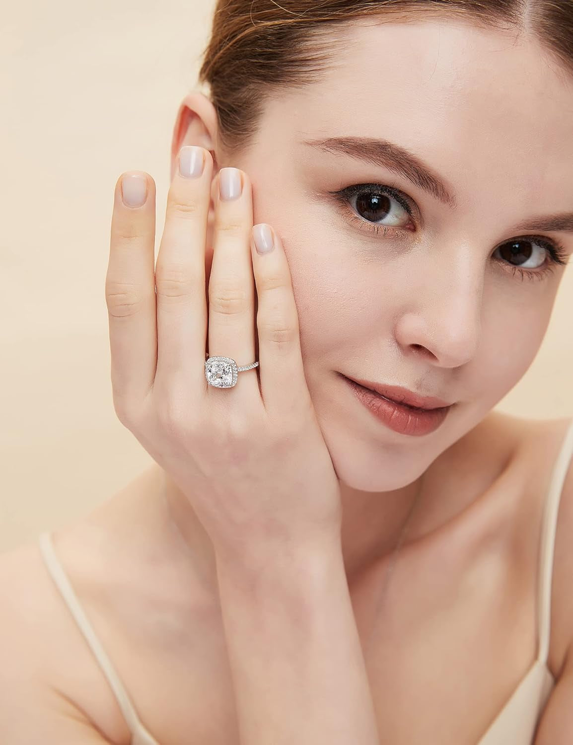 3.5CT 925 Sterling Silver Rings Cushion Cut Cubic Zirconia CZ Engagement Wedding Bands for Women Promise Rings for Her Size 3-11