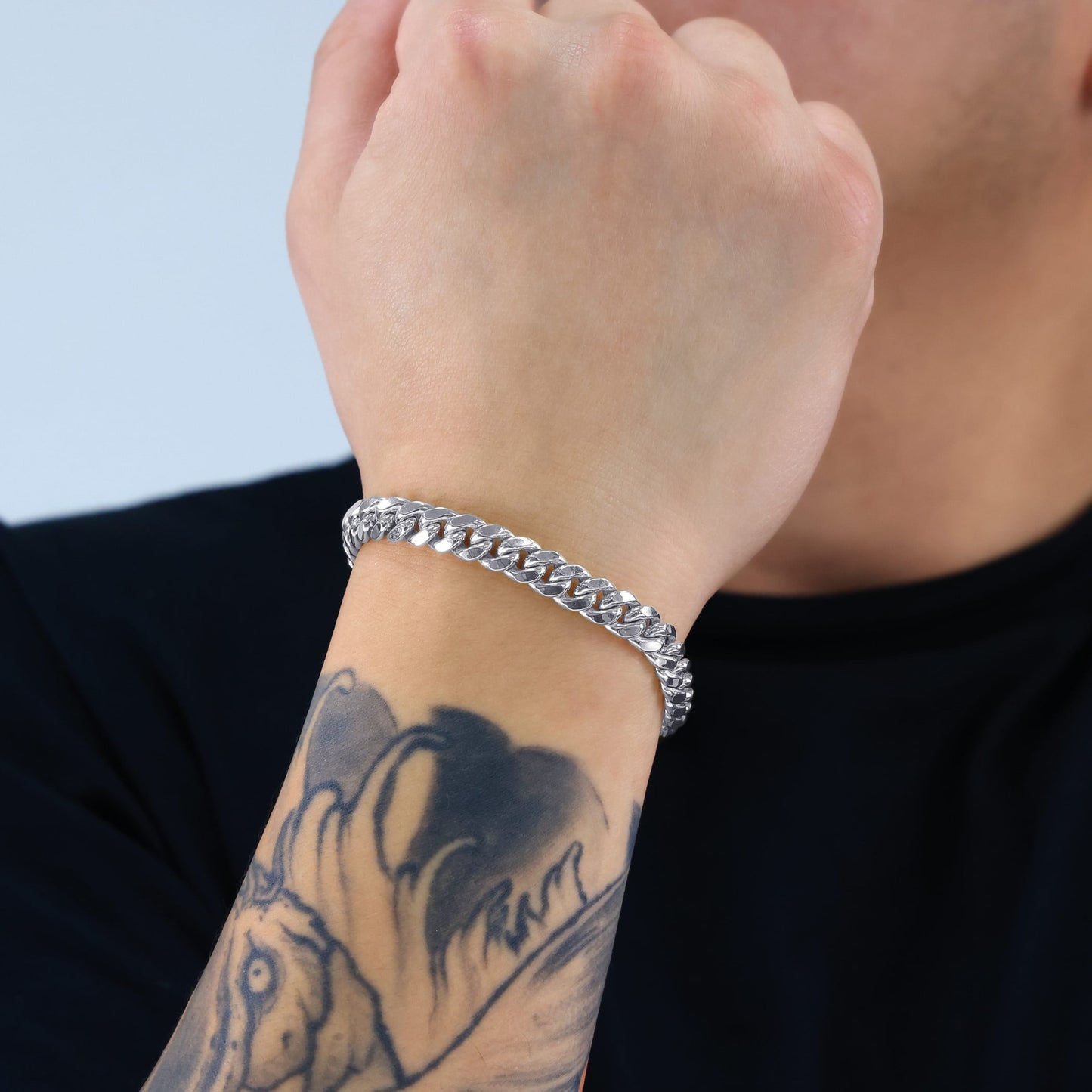 10K Real White Gold Miami Cuban Link 7.5Mm Chain Bracelet (7"-9") Italian Jewelry for Men