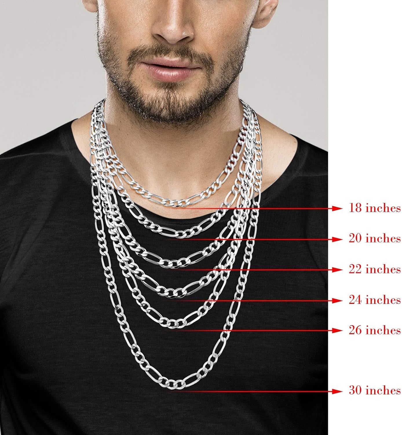 Italian 925 Sterling Silver 7Mm Solid Diamond-Cut Figaro Link Chain Necklace for Men, Made in Italy