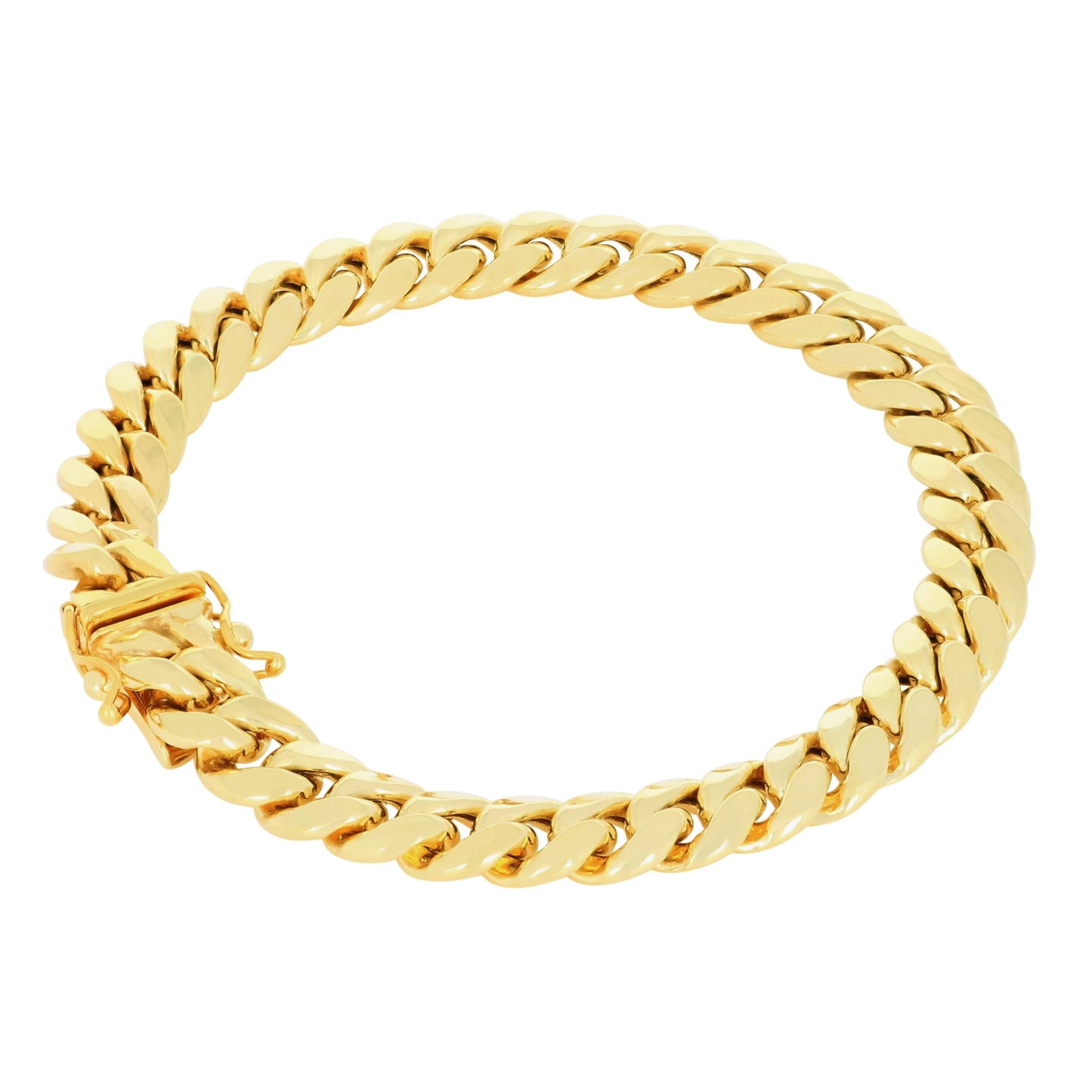 14K Real Yellow Gold Miami Cuban Link 7.5Mm Chain Bracelet (7"-9") Italian Jewelry for Men