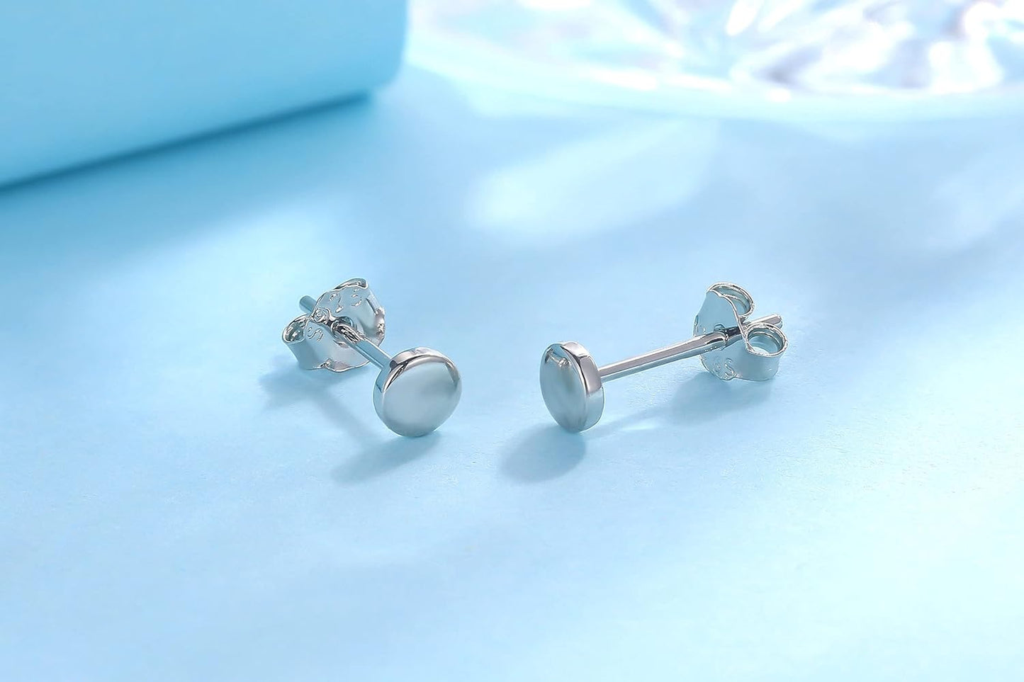 Sterling Silver Stud Earrings for Women, Tiny Flat Dot Earrings Set | Small Hypoallergenic Circle Stud Earrings | Dainty round Tragus Cartilage Studs for Men (2Mm/3Mm/4Mm)