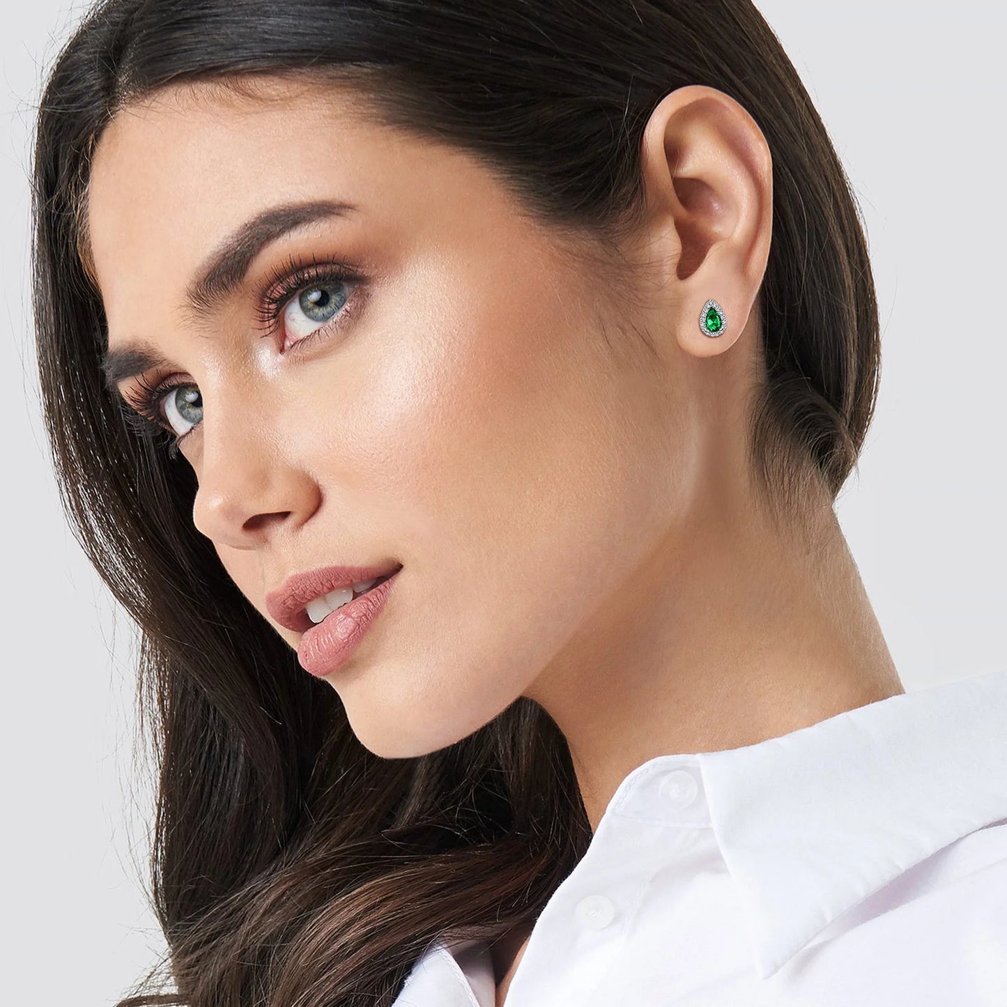 925 Sterling Silver Birthstone Stud Earrings for Women, Sparking May Teardrop Cut Diamond Earrings for Sensitive Ears