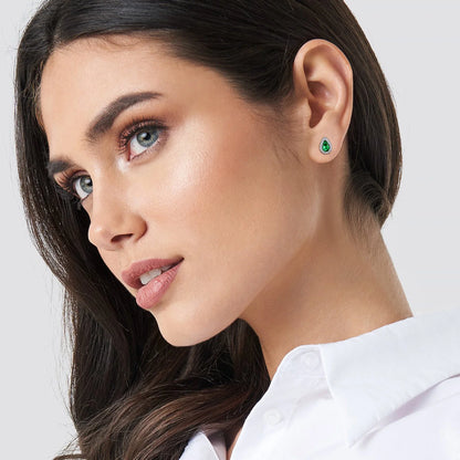 925 Sterling Silver Birthstone Stud Earrings for Women, Sparking May Teardrop Cut Diamond Earrings for Sensitive Ears