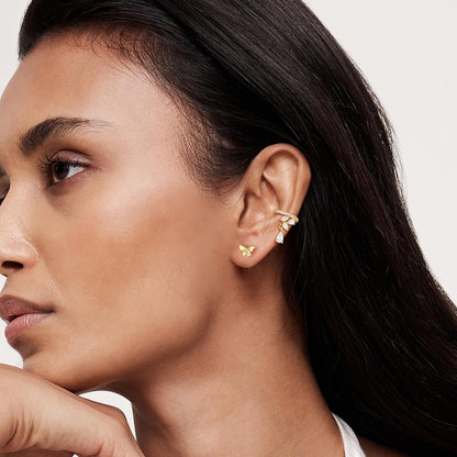 Ear Cuff Earrings for Women 14K Gold Plated Cubic Zirconia Dangle Huggie Ear Cuffs Non Piercing | Clip on Cartilage