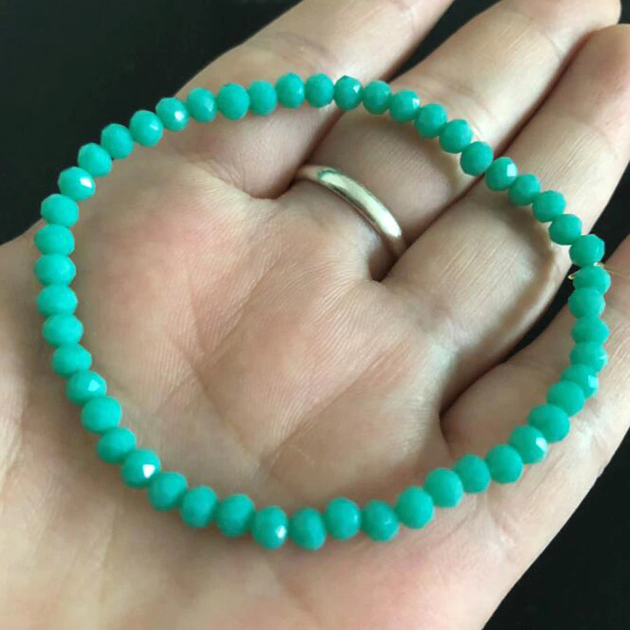 Handmade Women'S 4Mm Rhinestone Crystal Beaded round Glass Beads Stretch Bracelet Femme Bangle Bracelets Women Girl Wrap Jewelry