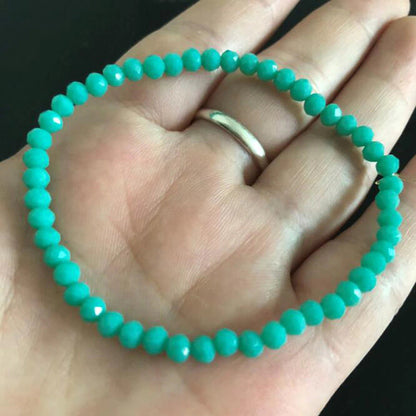Handmade Women'S 4Mm Rhinestone Crystal Beaded round Glass Beads Stretch Bracelet Femme Bangle Bracelets Women Girl Wrap Jewelry
