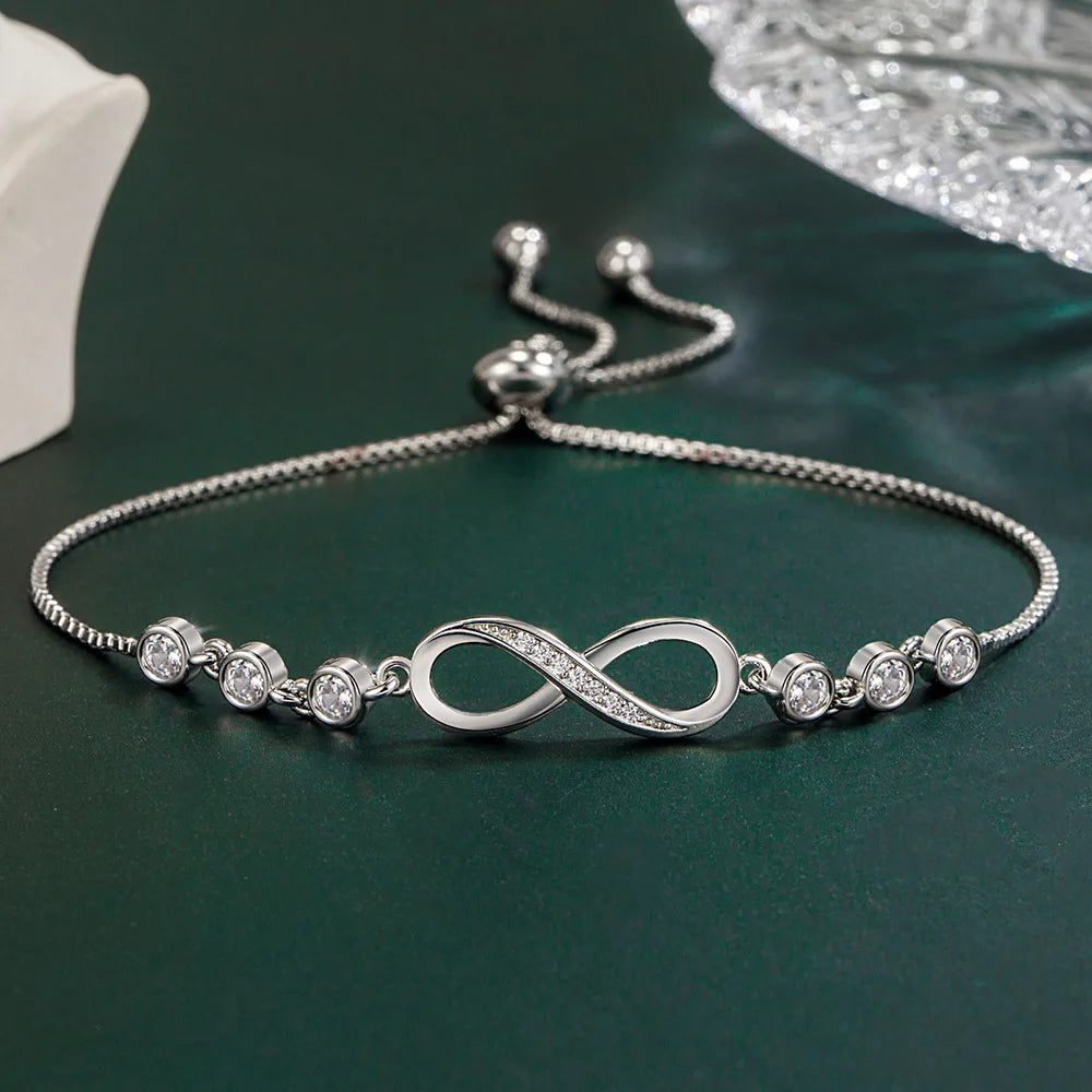 New Fine 925 Sterling Silver Pretty Crystal Bracelets for Women Fashion Jewelry Party Wedding Accessories Valentine'S Day Gifts