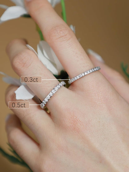 Moissanite Wedding Band,925 Sterling Silver Wedding Ring for Women Stackable Eternity Rings for Her Size 4-10